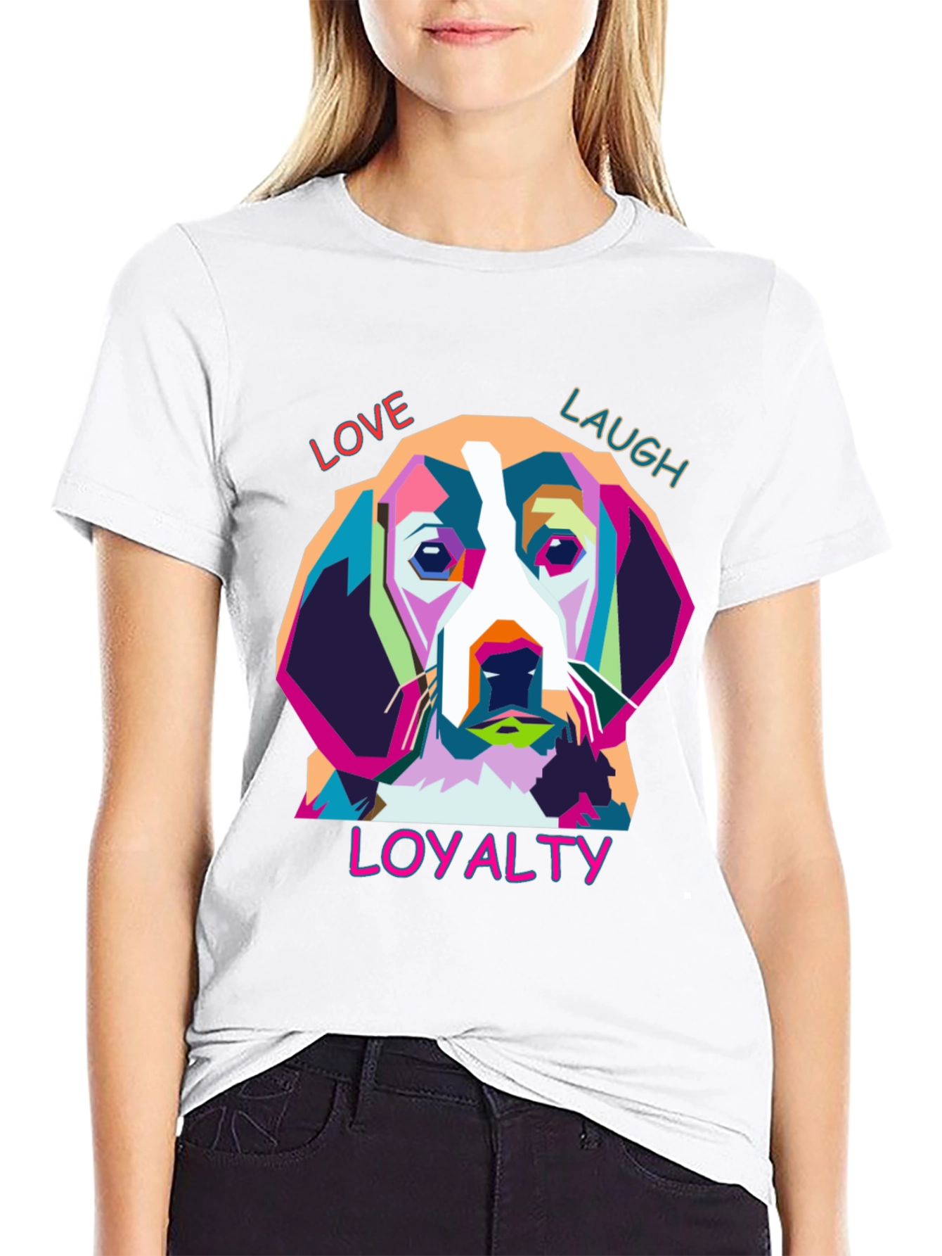 Love Laugh Loyalty Dog T-Shirt - Black