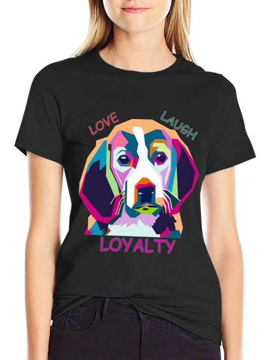 Love Laugh Loyalty Dog T-Shirt - Black