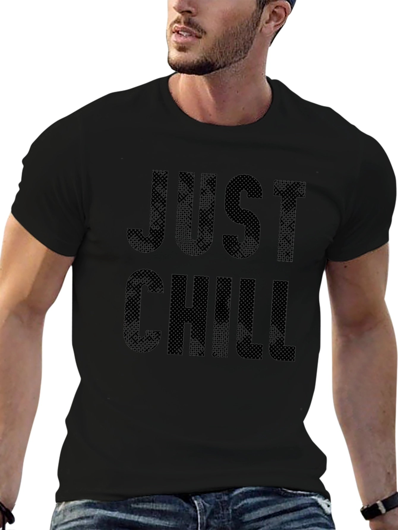 Just Chill Black Graphic T-Shirt Casual Wear