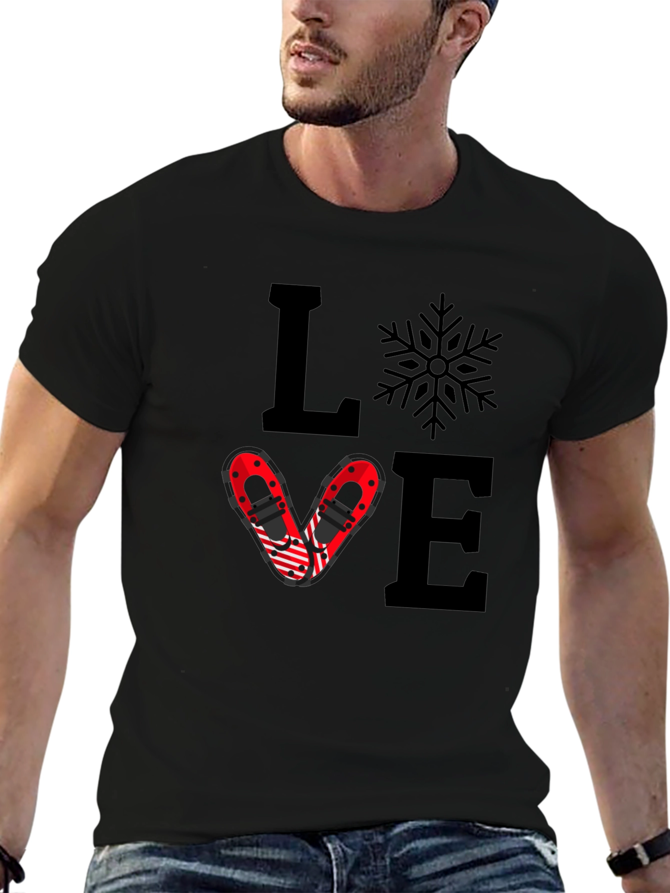 Love Snowshoeing Graphic Tee - Black