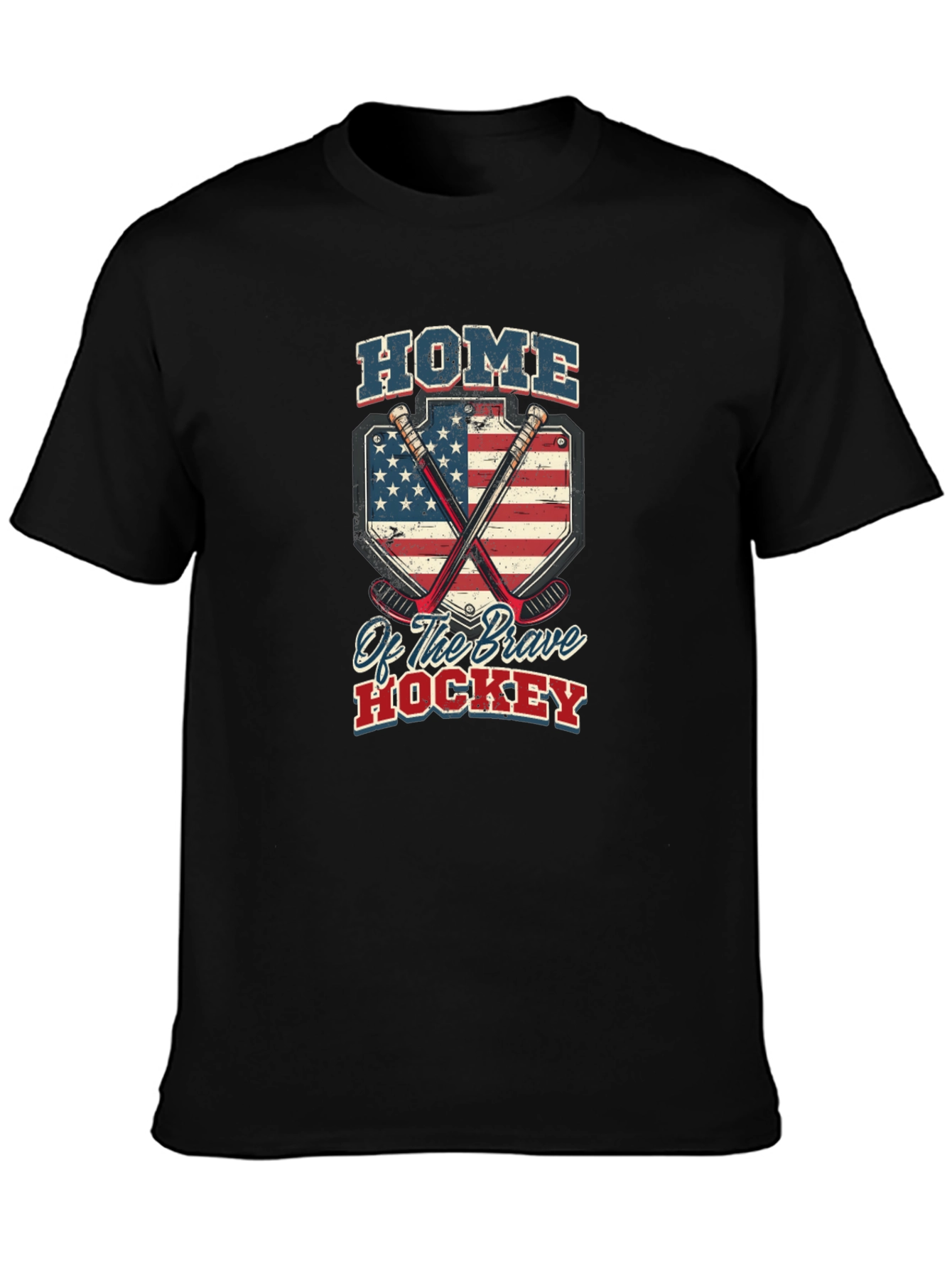 Home of Brave Hockey USA Flag T-Shirt