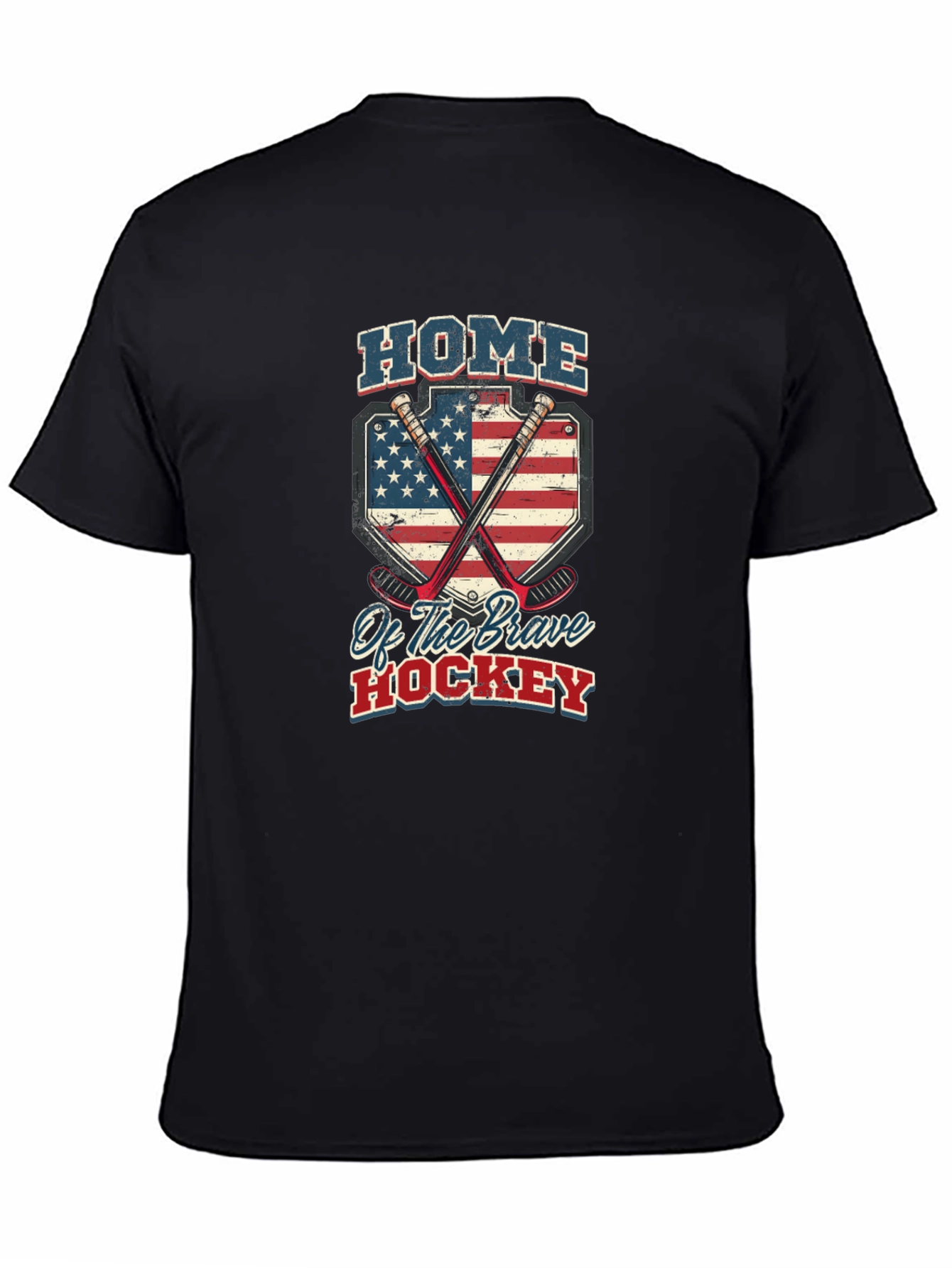 Home of Brave Hockey USA Flag T-Shirt