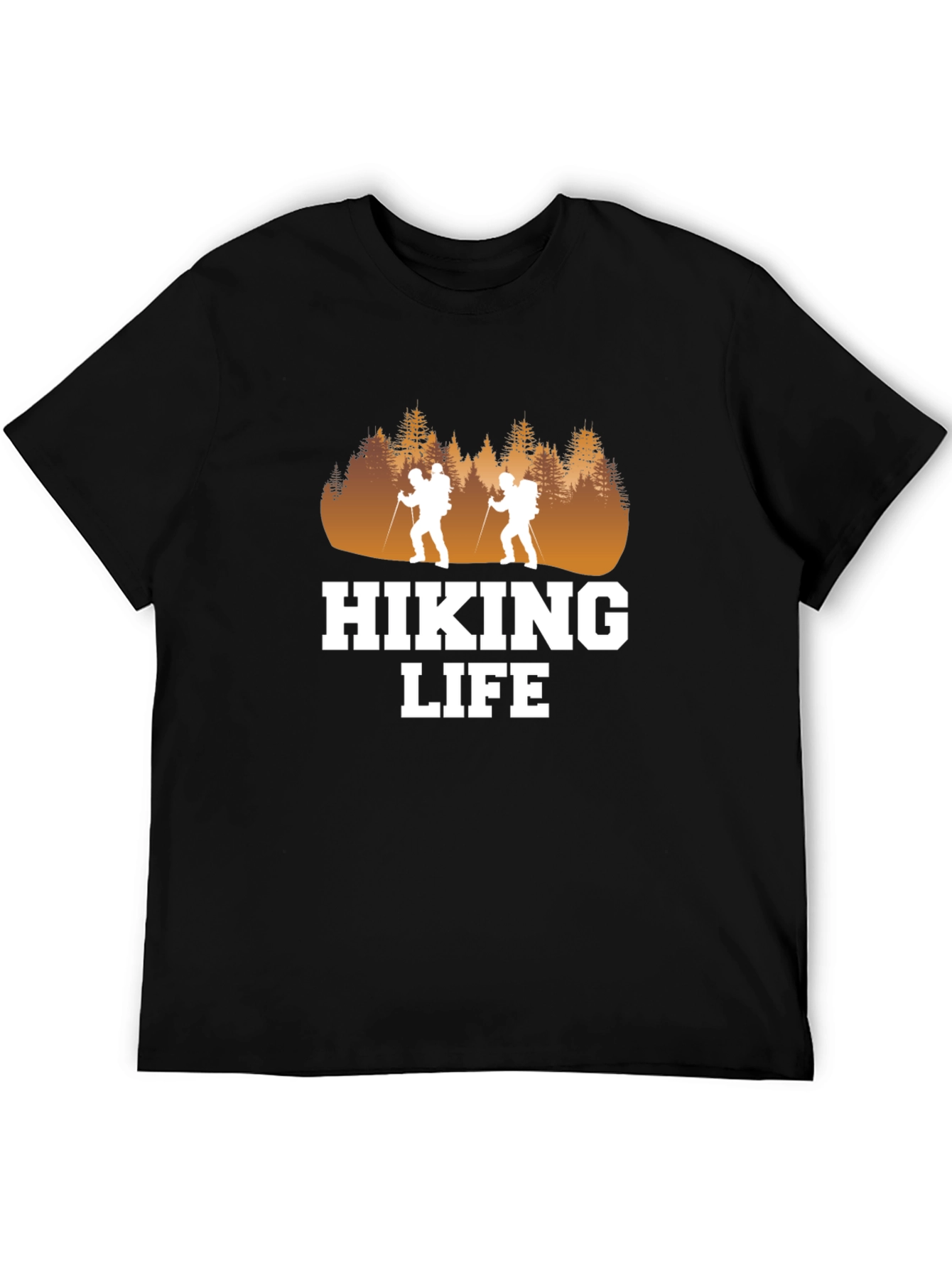 Hiking Life Graphic Tee - Black Cotton T-Shirt