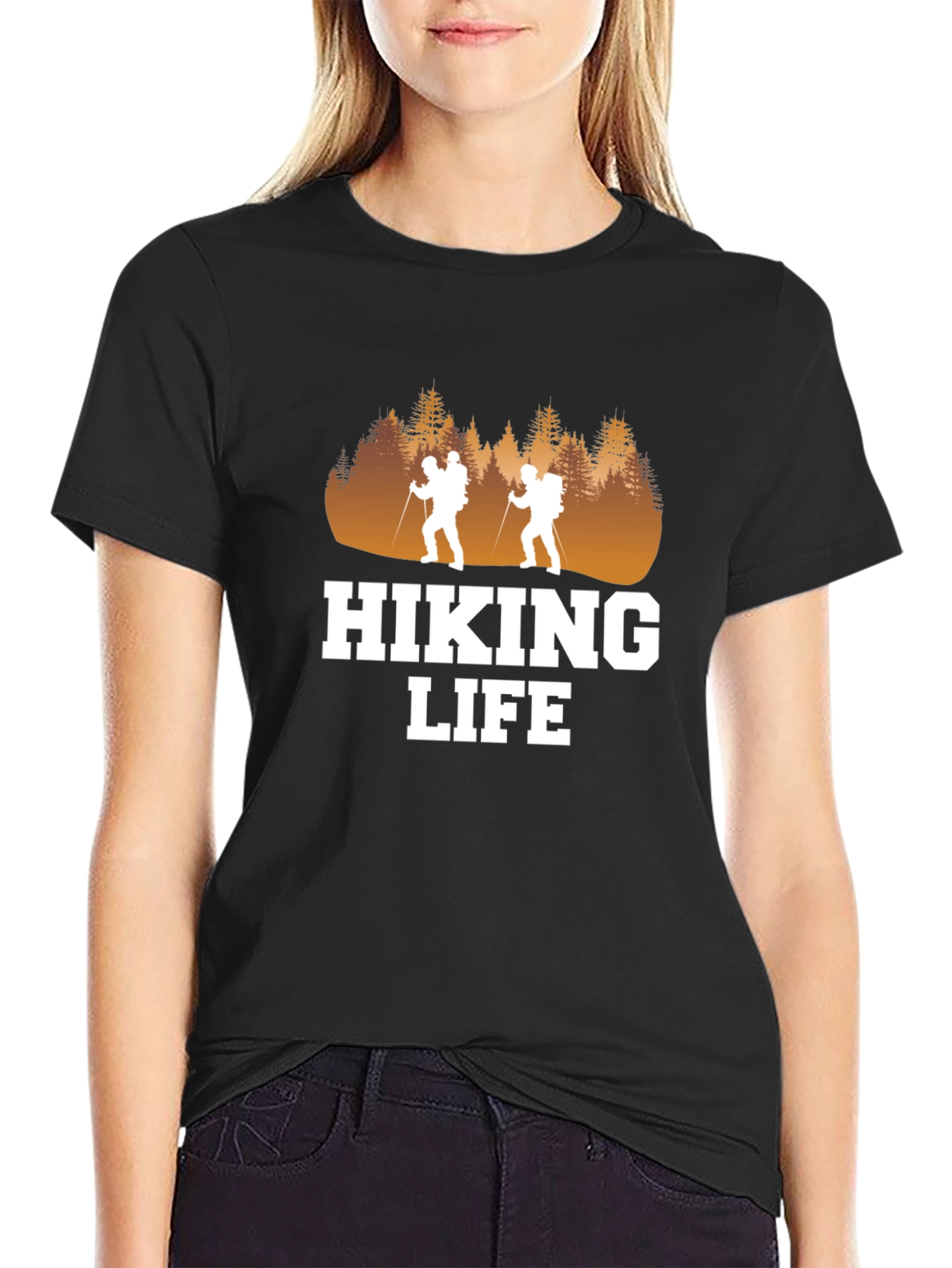 Hiking Life Graphic Tee - Black Cotton T-Shirt