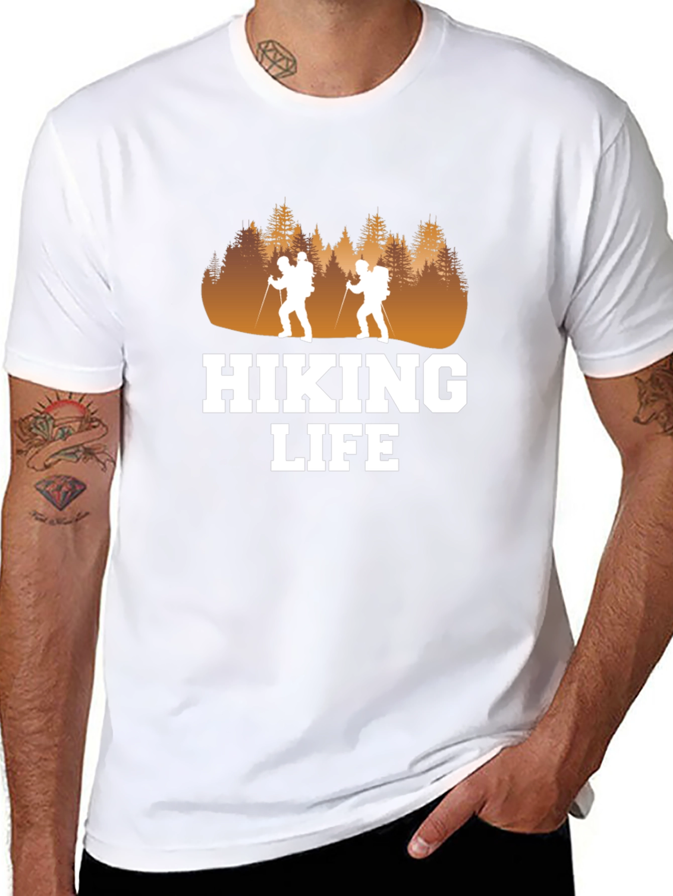 Hiking Life Graphic Tee - Black Cotton T-Shirt