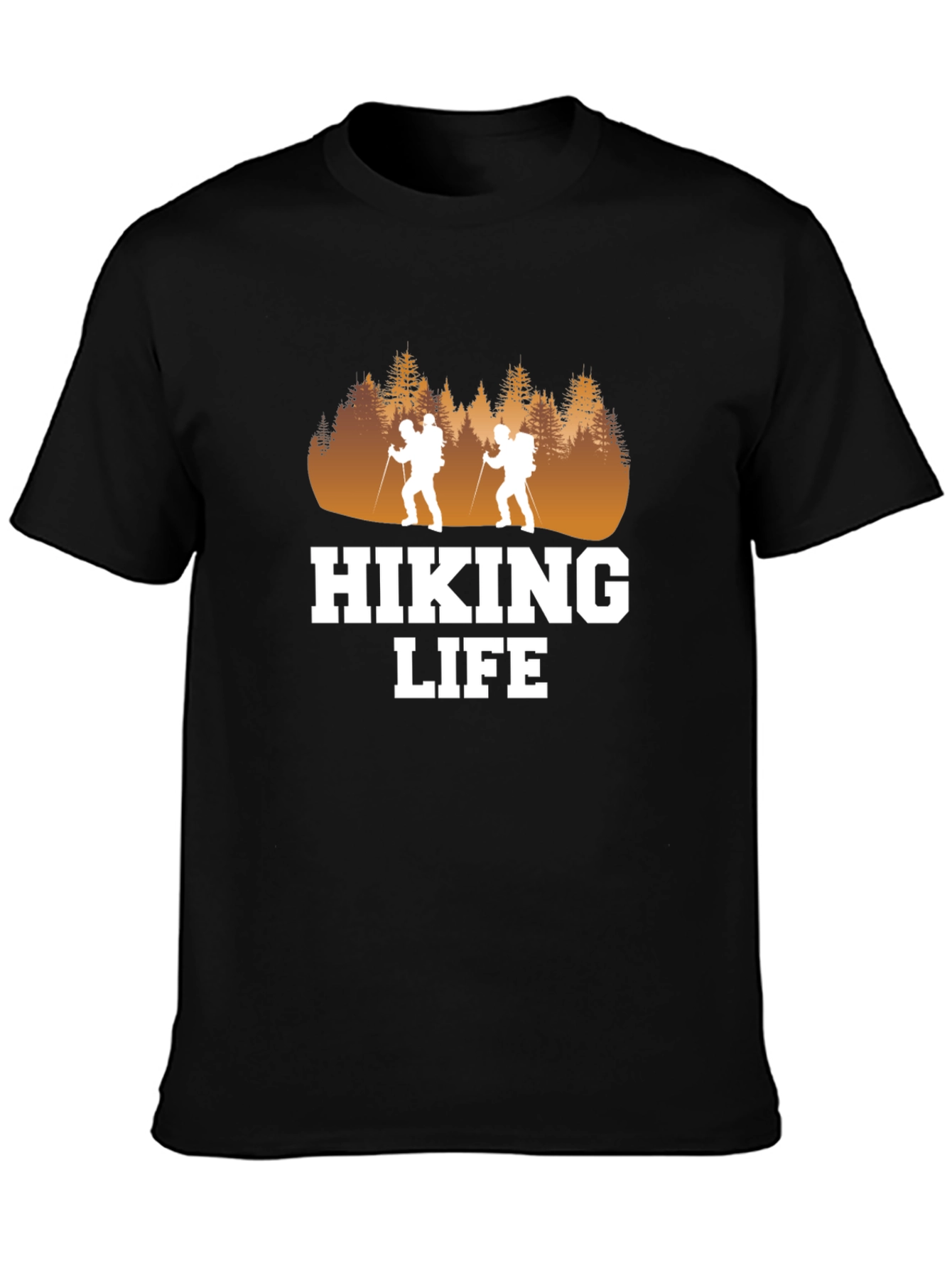 Hiking Life Graphic Tee - Black Cotton T-Shirt