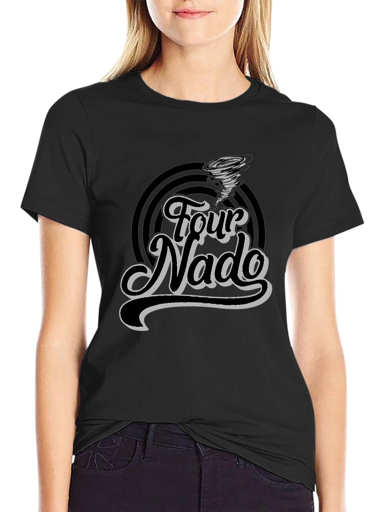 Four Nado Graphic Tee - Stylish Black T-Shirt