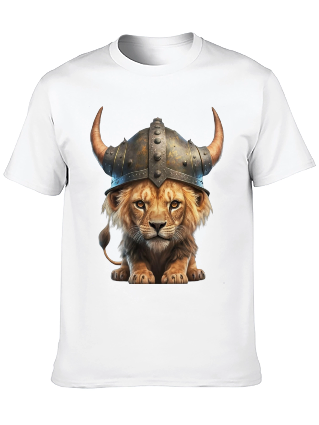 Lion Viking Helmet T-Shirt - Fierce Animal Graphic Tee