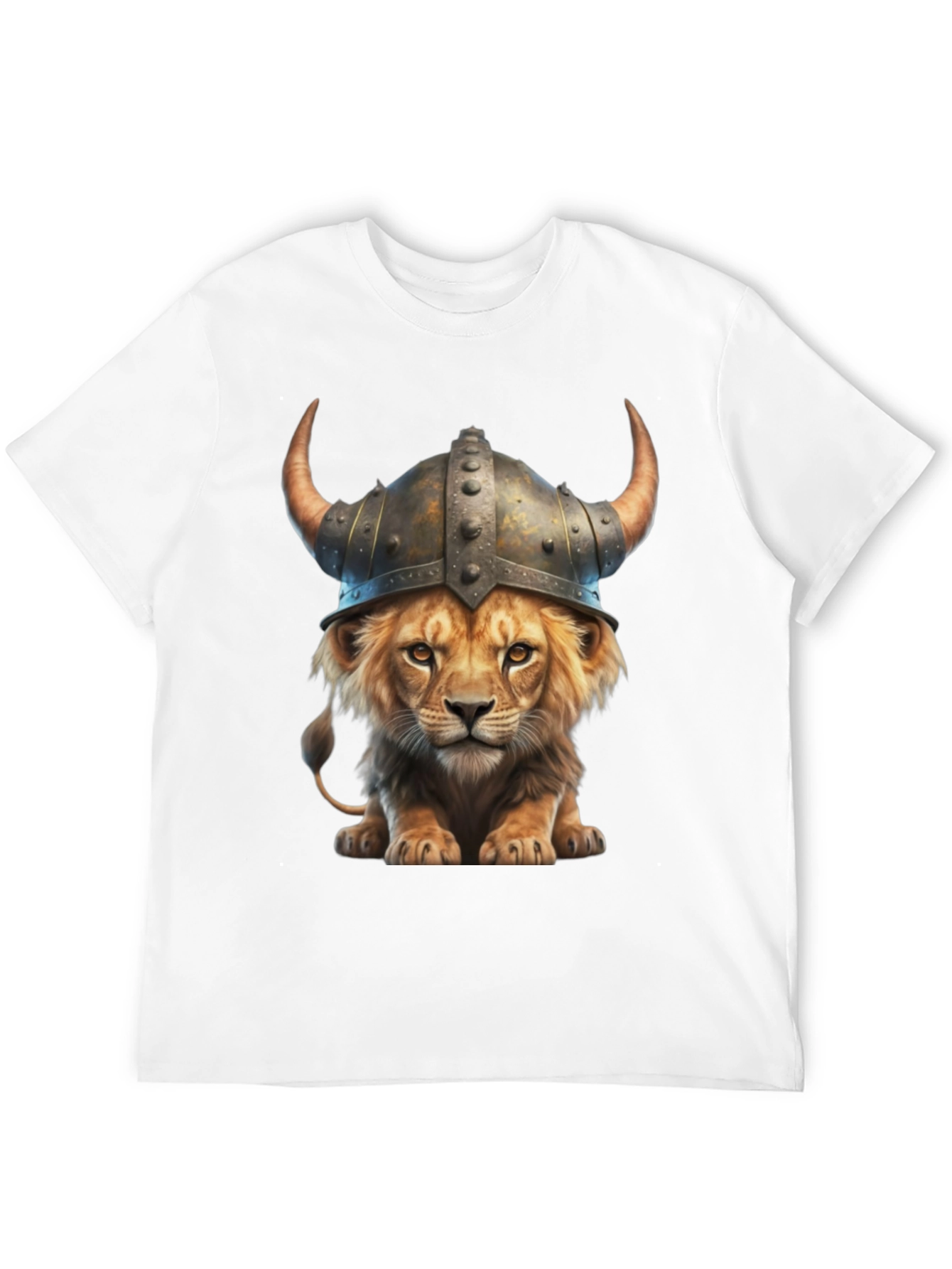 Lion Viking Helmet T-Shirt - Fierce Animal Graphic Tee