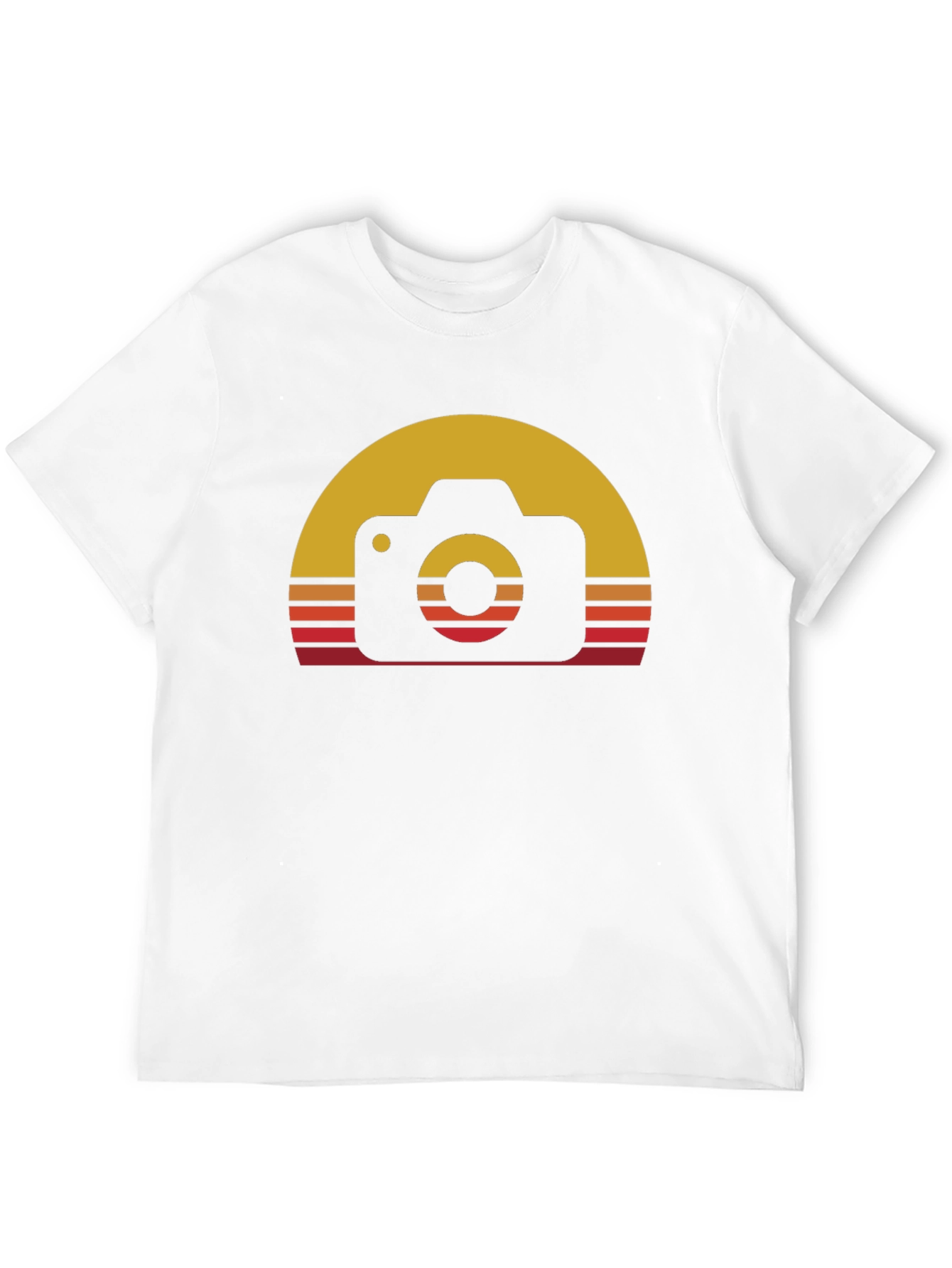 Retro Camera Sunset Graphic Tee - Black Cotton Blend