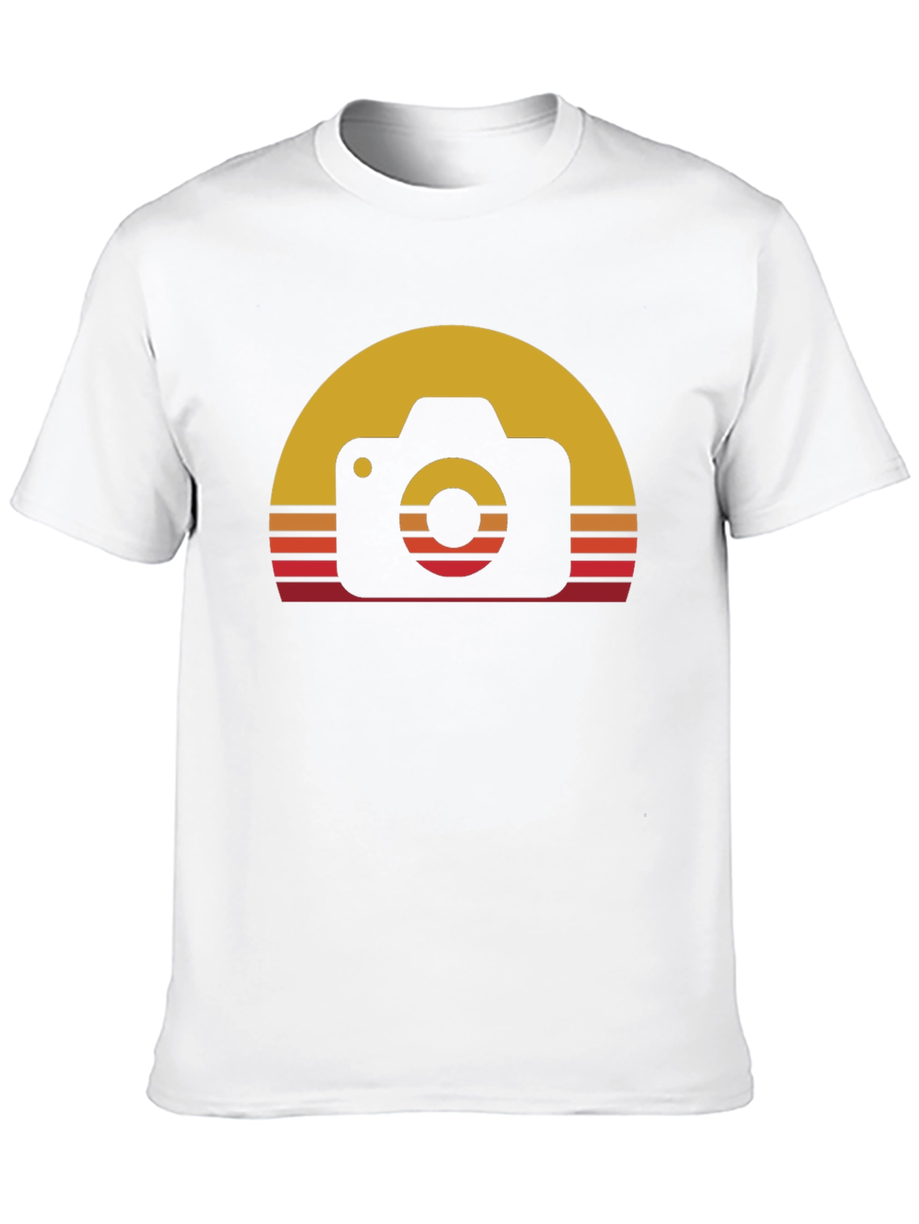Retro Camera Sunset Graphic Tee - Black Cotton Blend