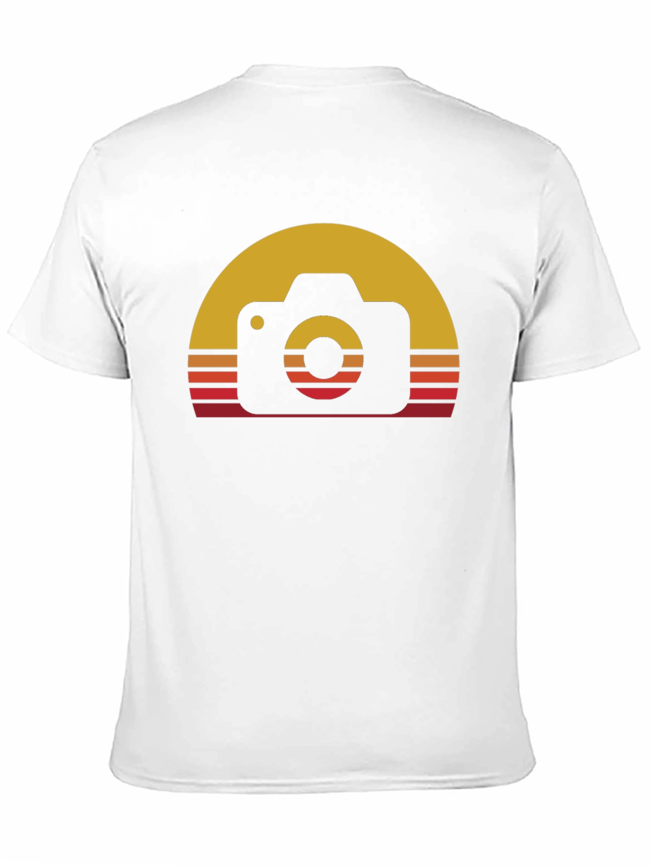 Retro Camera Sunset Graphic Tee - Black Cotton Blend