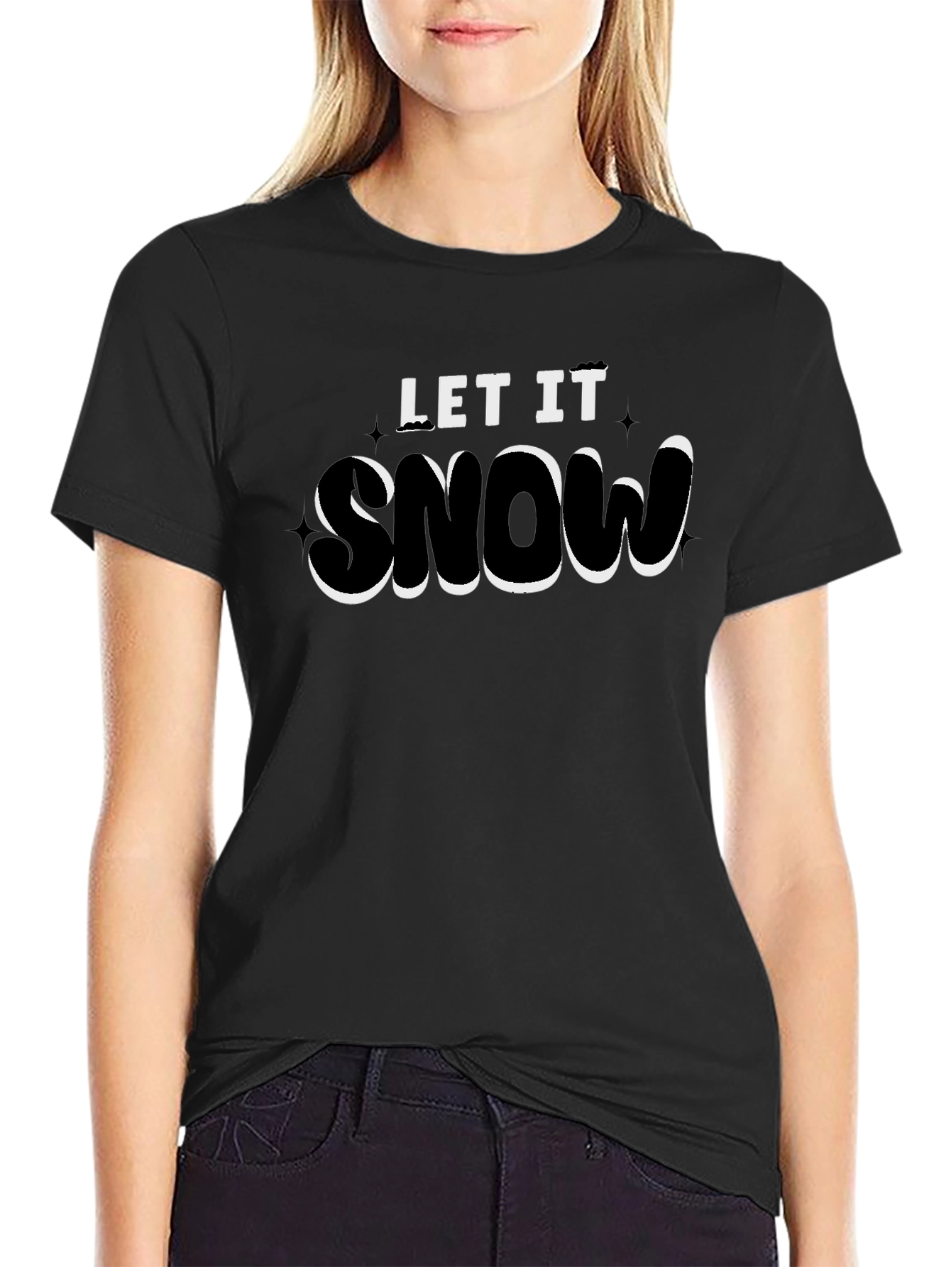 Let It Snow Graphic Tee - Black Cotton Blend