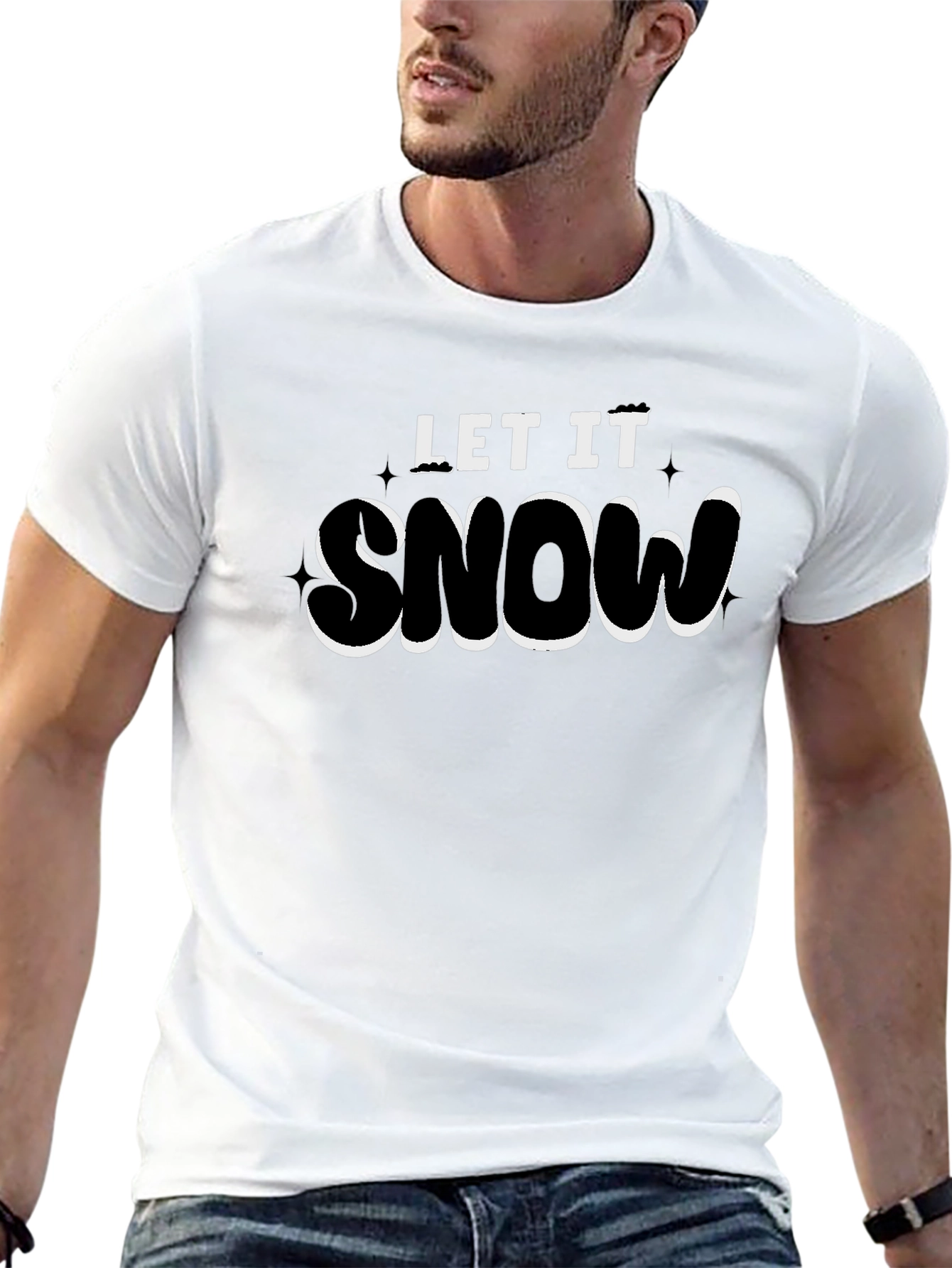 Let It Snow Graphic Tee - Black Cotton Blend