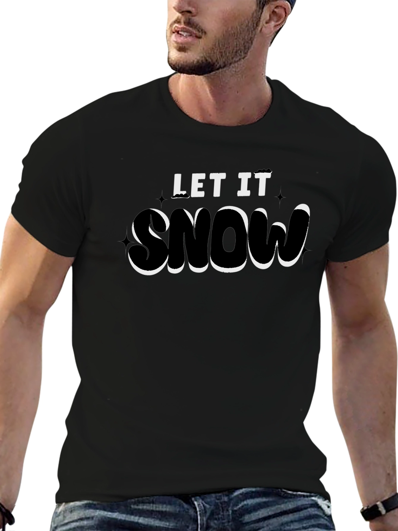 Let It Snow Graphic Tee - Black Cotton Blend