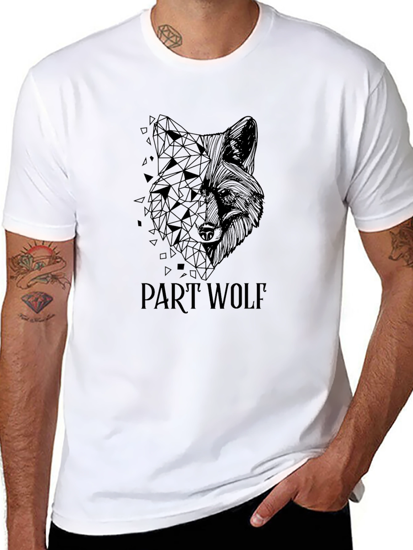 Part Wolf Graphic Print Black T-Shirt
