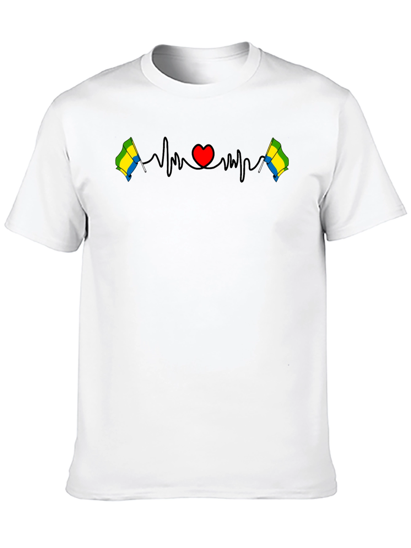 Gabon Flag Heartbeat T-Shirt
