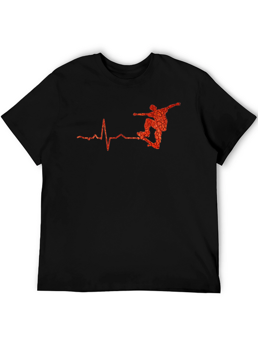 Skateboarding Heartbeat T-Shirt - Black