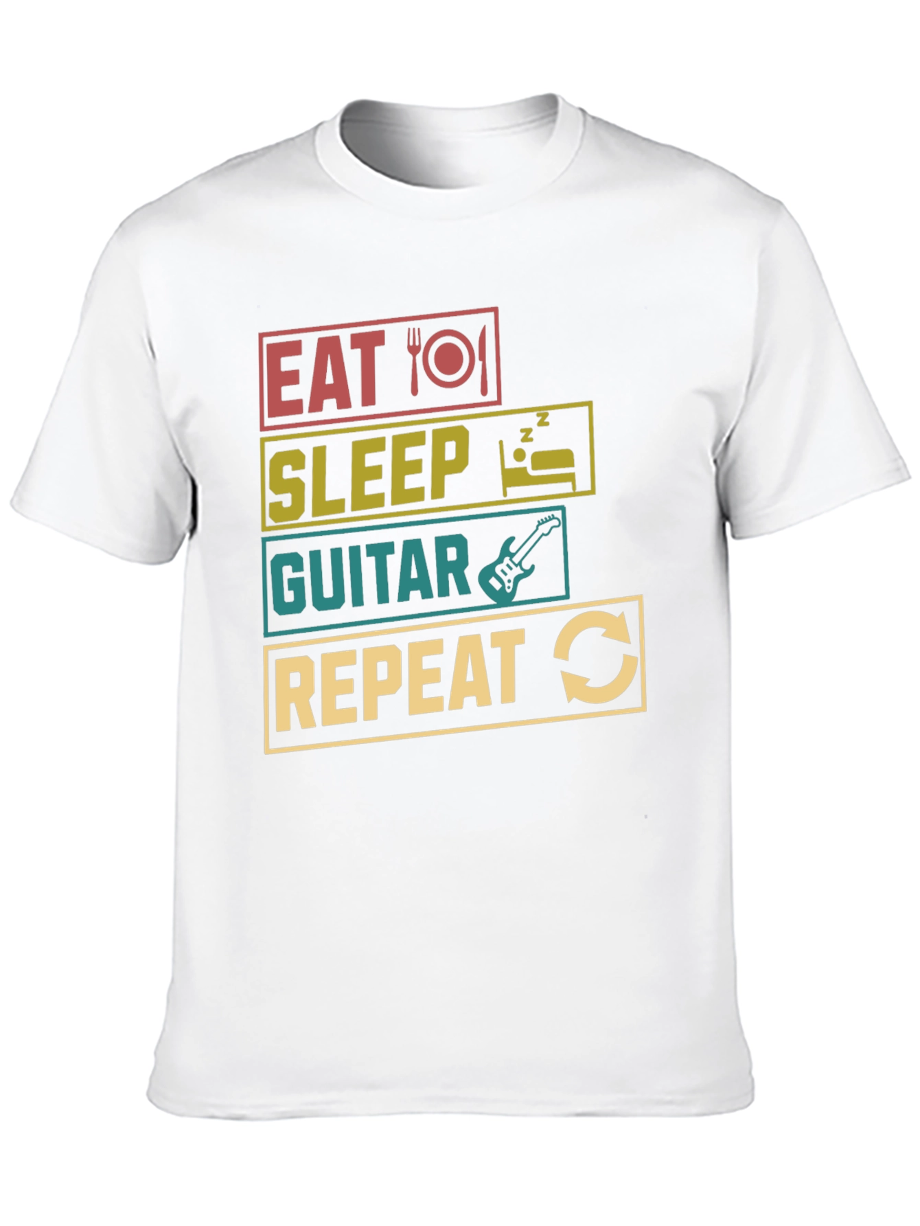 Eat Sleep Guitar Repeat T-Shirt Black Tee