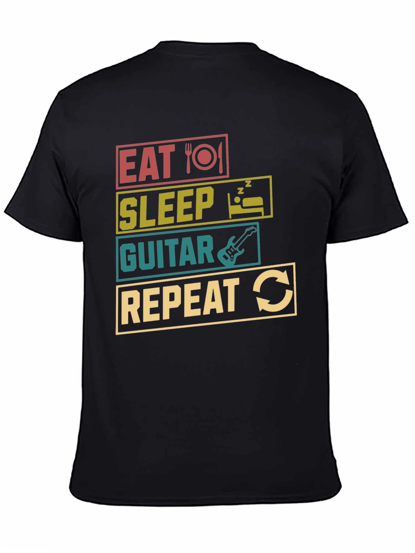 Eat Sleep Guitar Repeat T-Shirt Black Tee