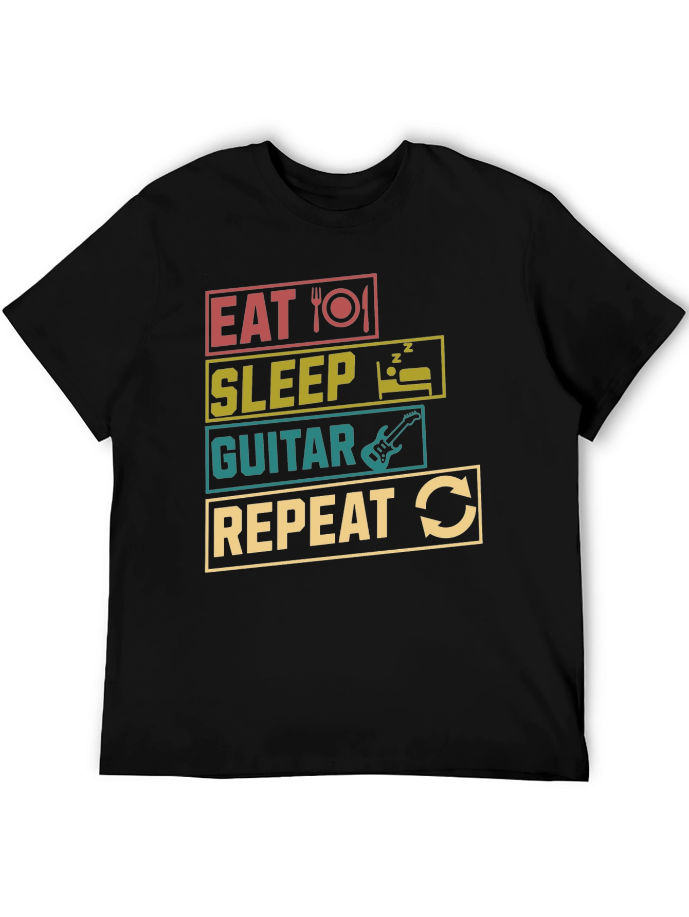 Eat Sleep Guitar Repeat T-Shirt Black Tee