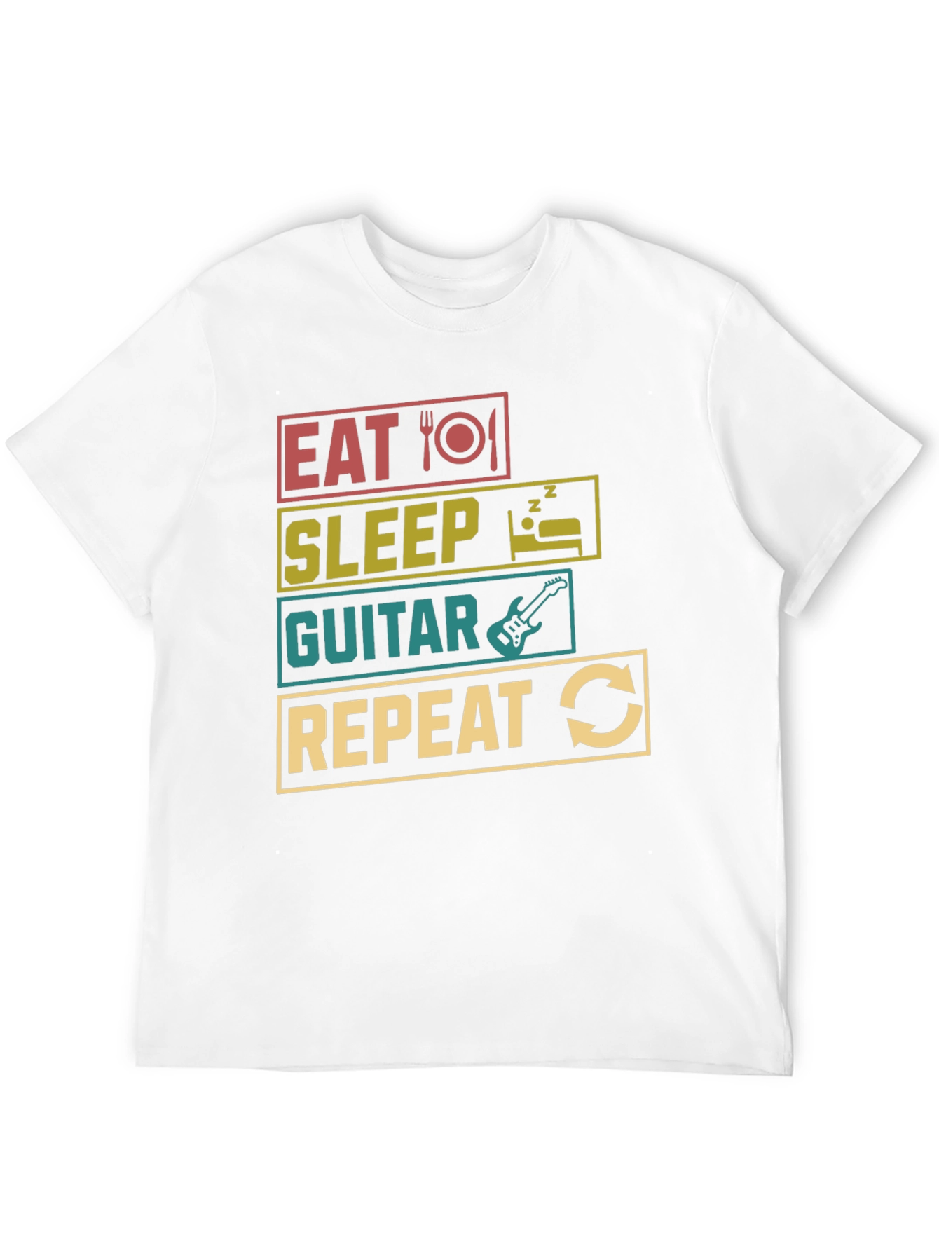 Eat Sleep Guitar Repeat T-Shirt Black Tee