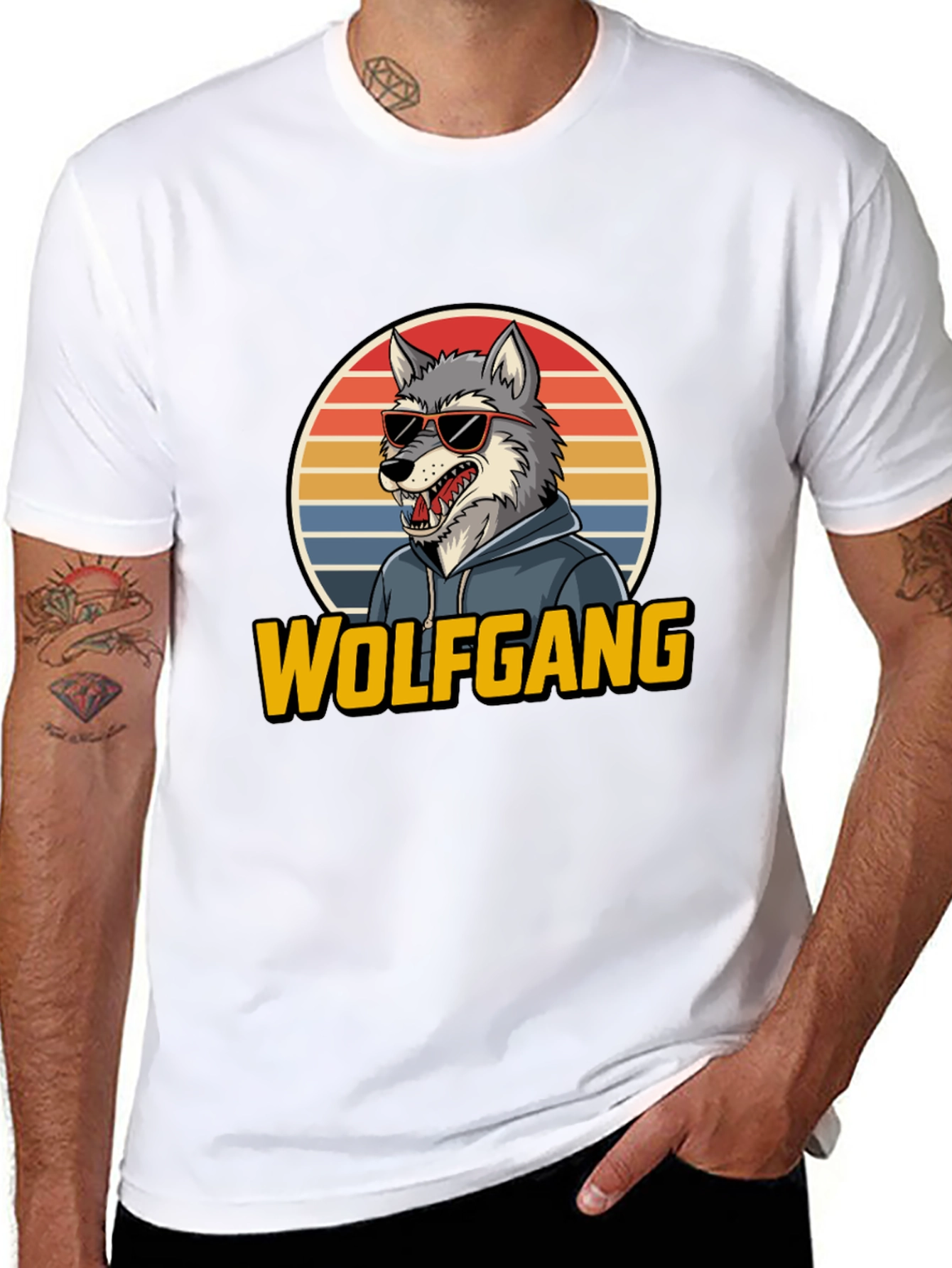 Wolfgang T-Shirt - Cool Wolf Design Retro Style Tee