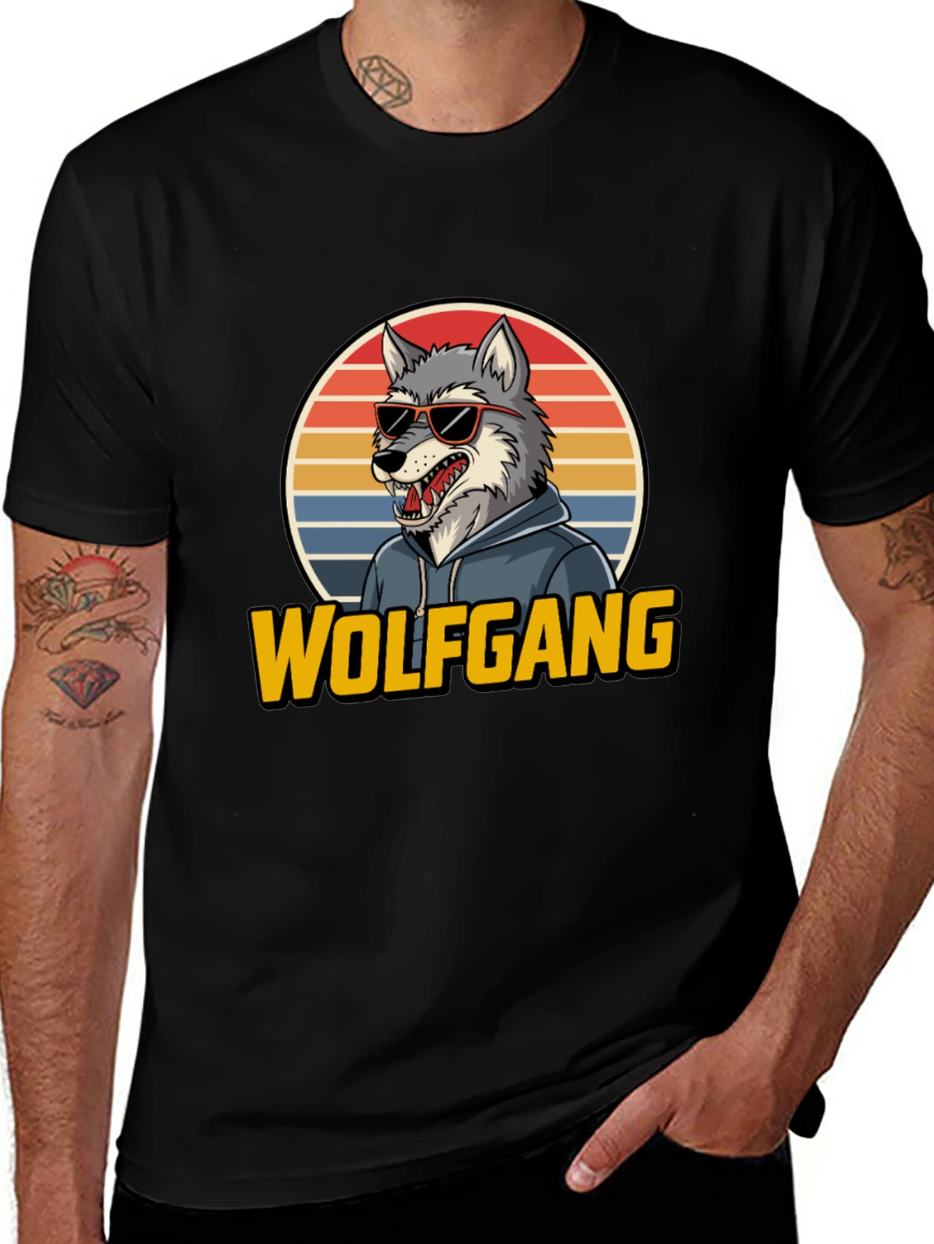 Wolfgang T-Shirt - Cool Wolf Design Retro Style Tee