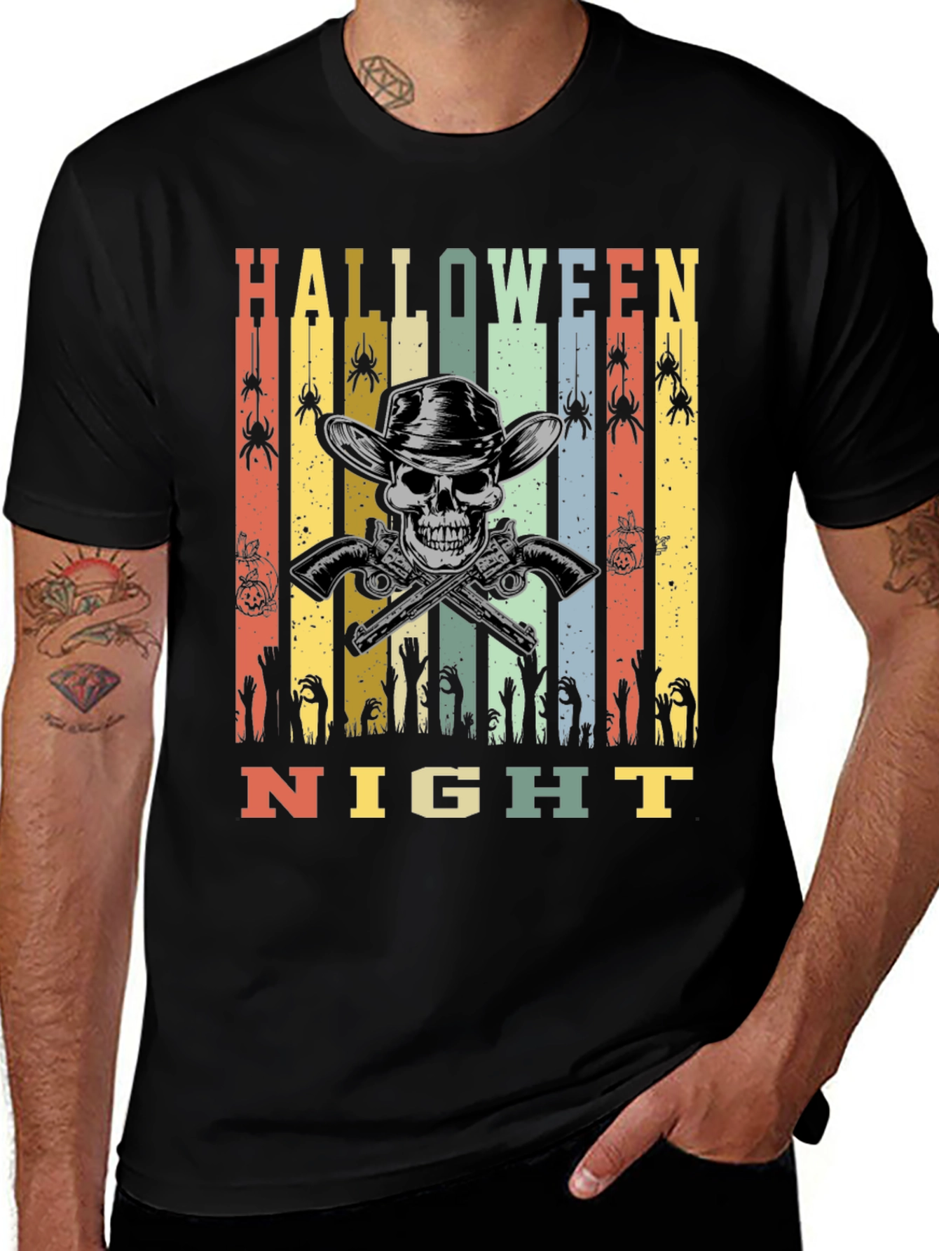 Halloween Night T-Shirt Skull Cowboy