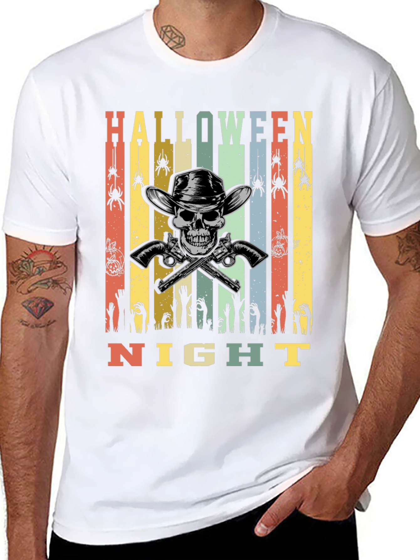 Halloween Night T-Shirt Skull Cowboy