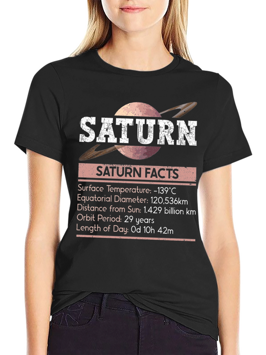 Saturn Facts Graphic Tee - Space Science Shirt