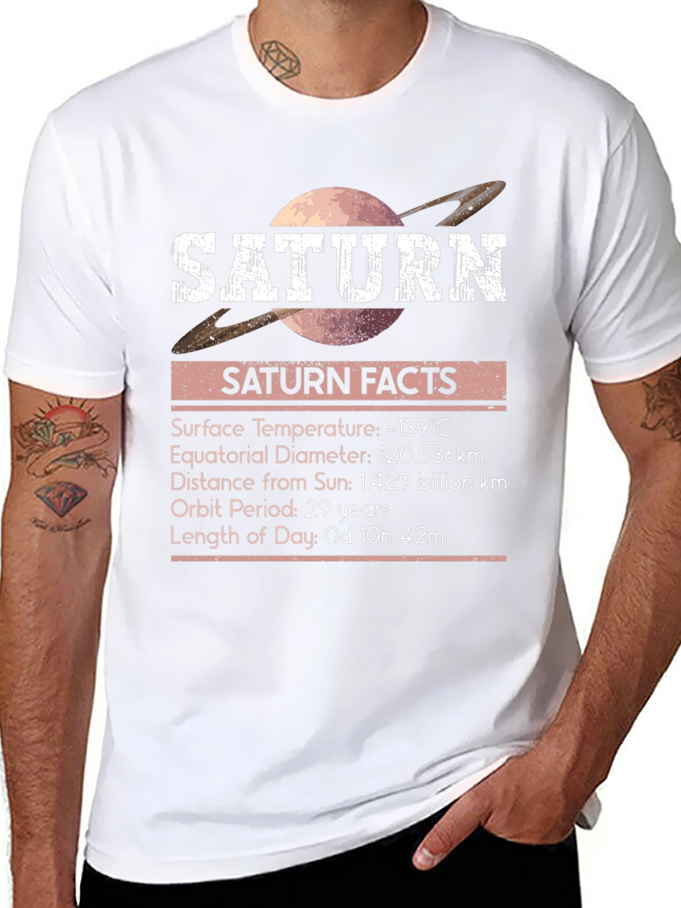 Saturn Facts Graphic Tee - Space Science Shirt