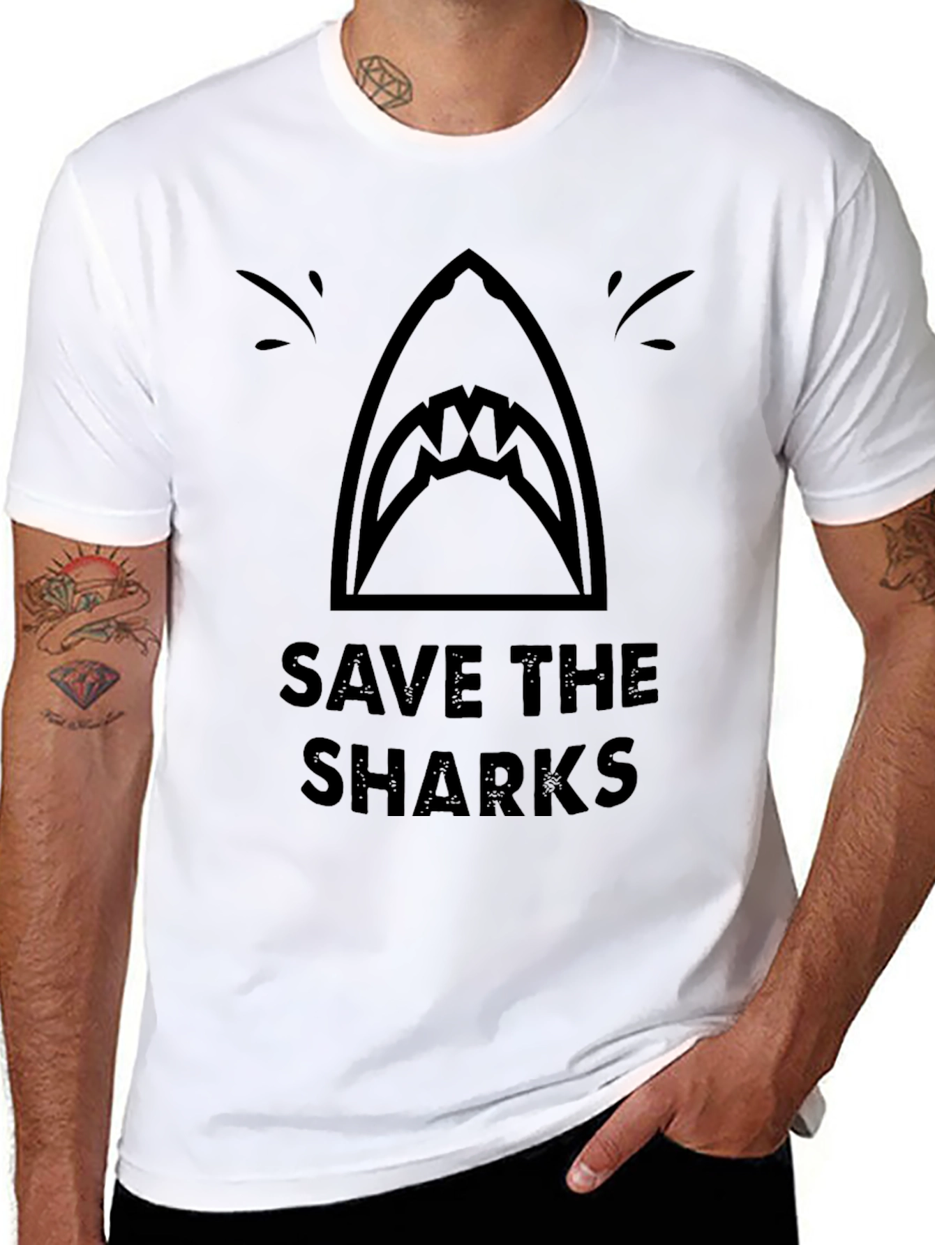 Save The Sharks Graphic Tee - Black