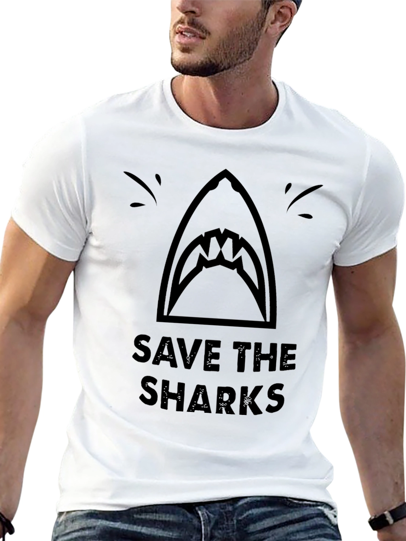 Save The Sharks Graphic Tee - Black