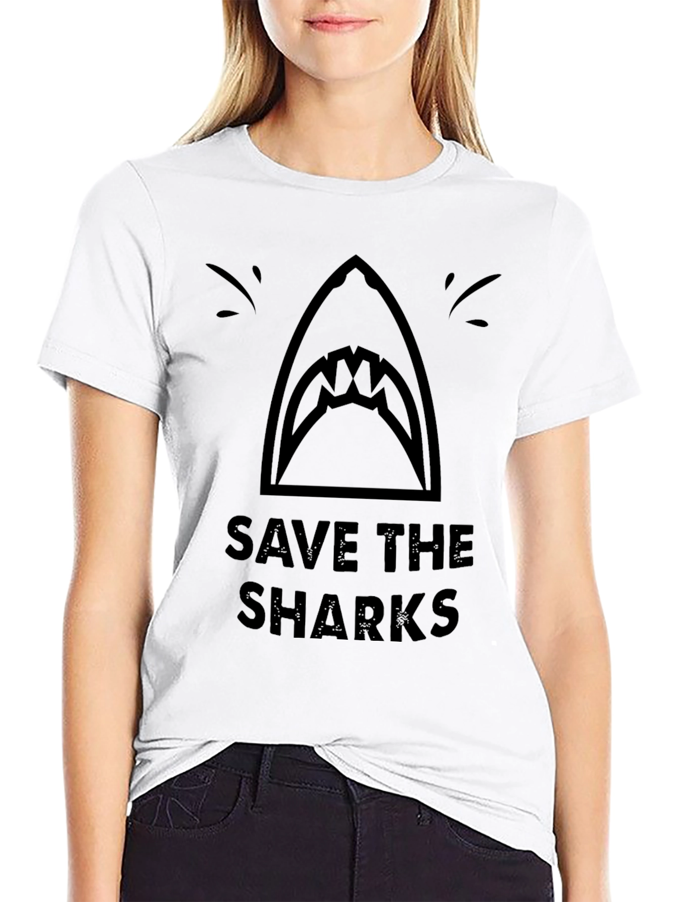 Save The Sharks Graphic Tee - Black