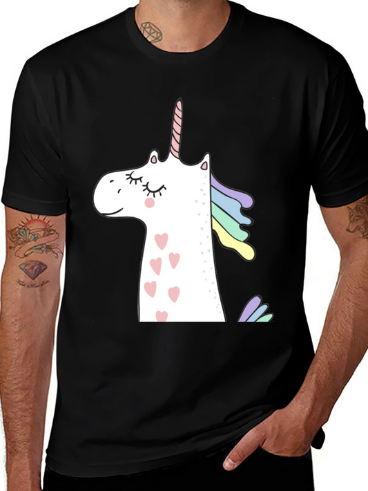 Unicorn Graphic Tee - Black Cotton Casual Shirt