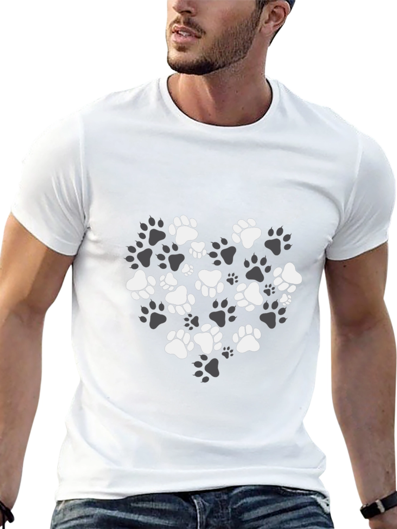 Paw Print Heart T-Shirt – Stylish Dog Lover Graphic Tee Gift