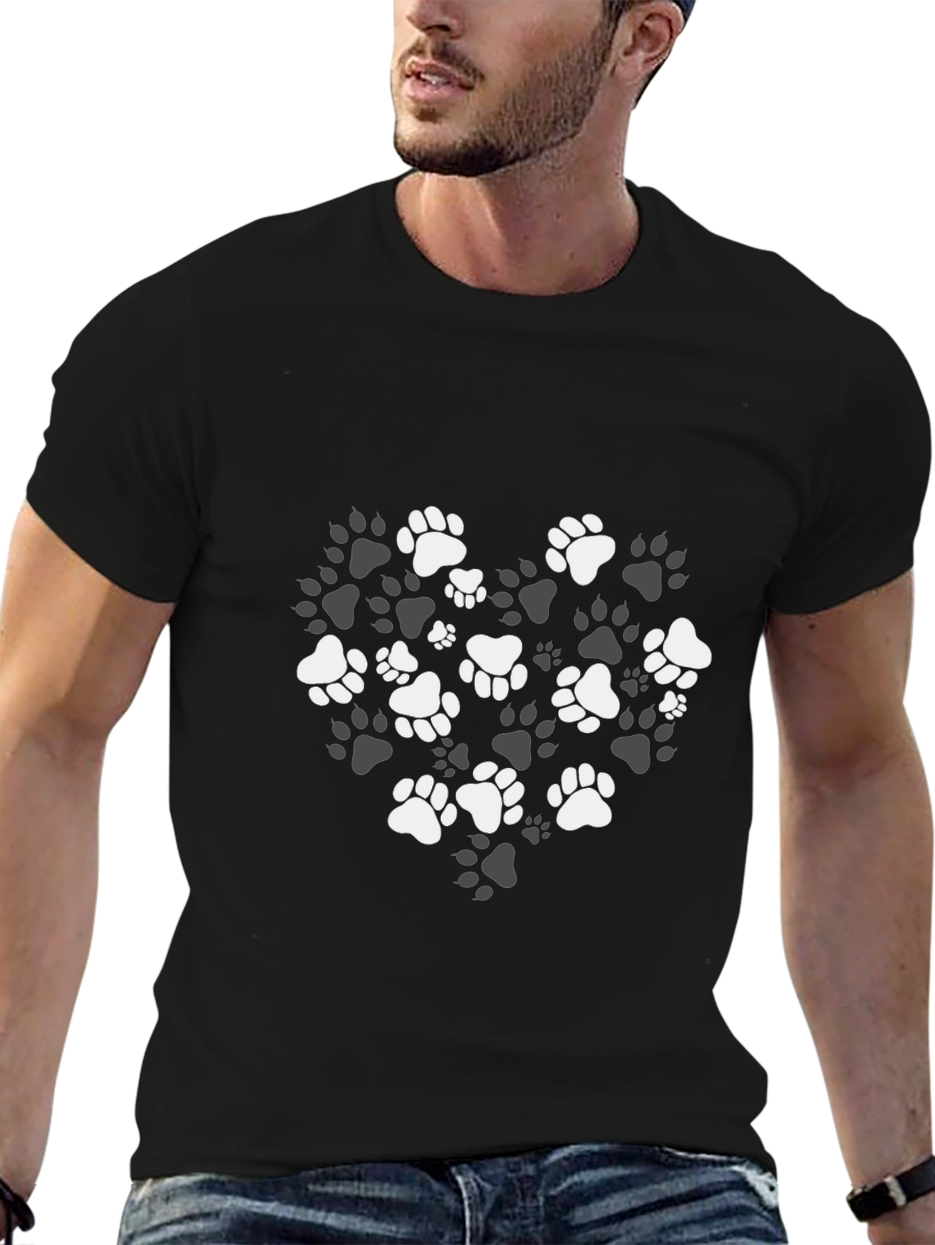 Paw Print Heart T-Shirt – Stylish Dog Lover Graphic Tee Gift
