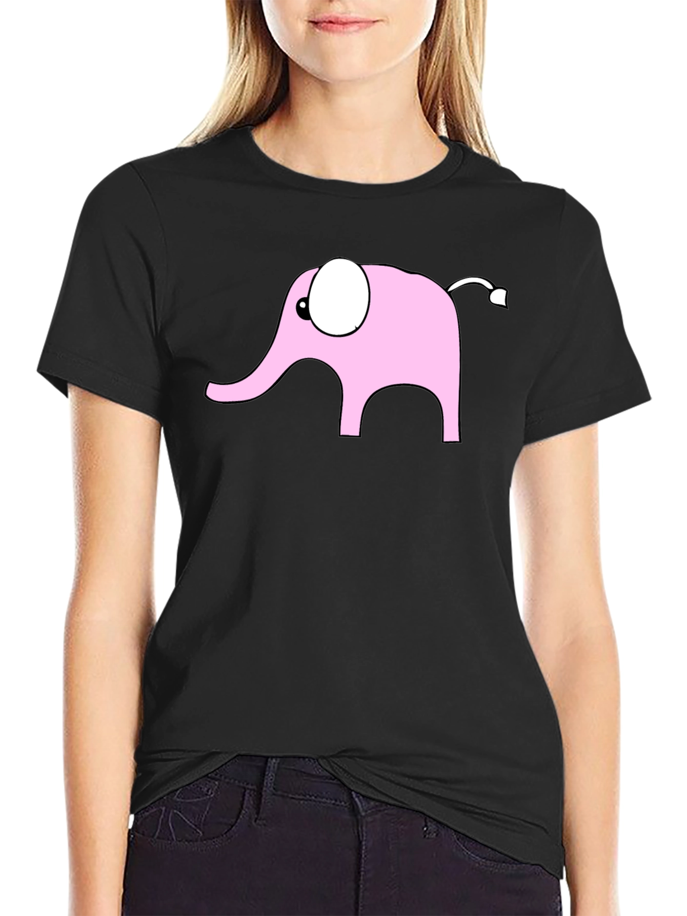Elephant Graphic T-Shirt - Black Cotton Casual Tee
