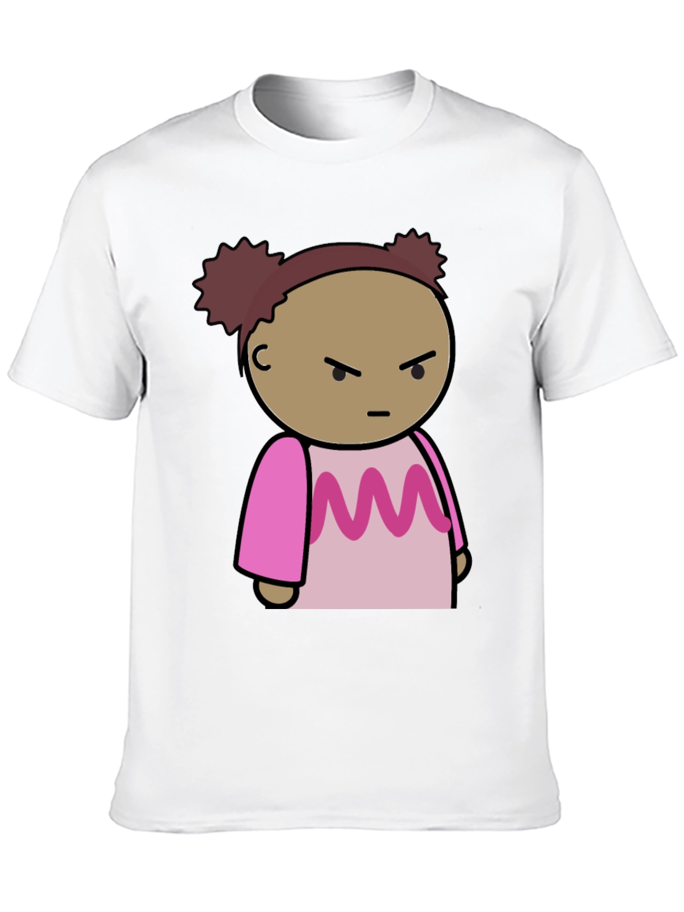 Cartoon Character Graphic Tee - Black Cotton