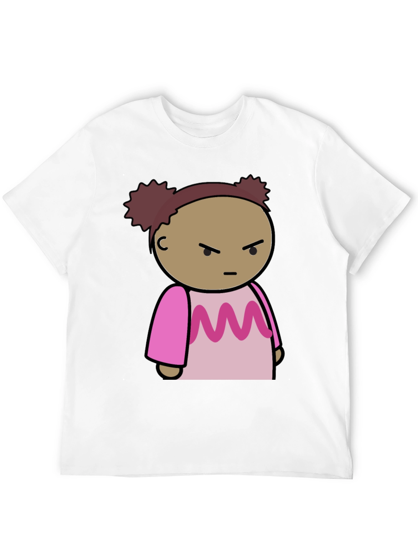 Cartoon Character Graphic Tee - Black Cotton