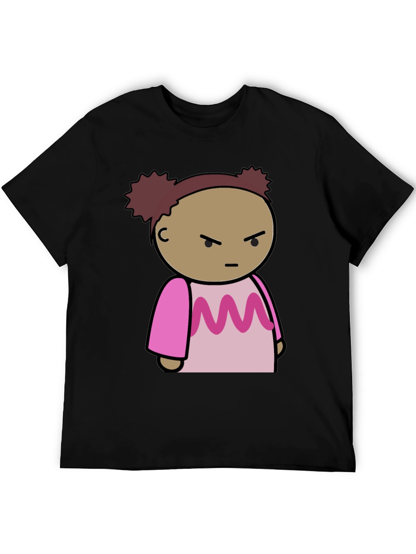 Cartoon Character Graphic Tee - Black Cotton