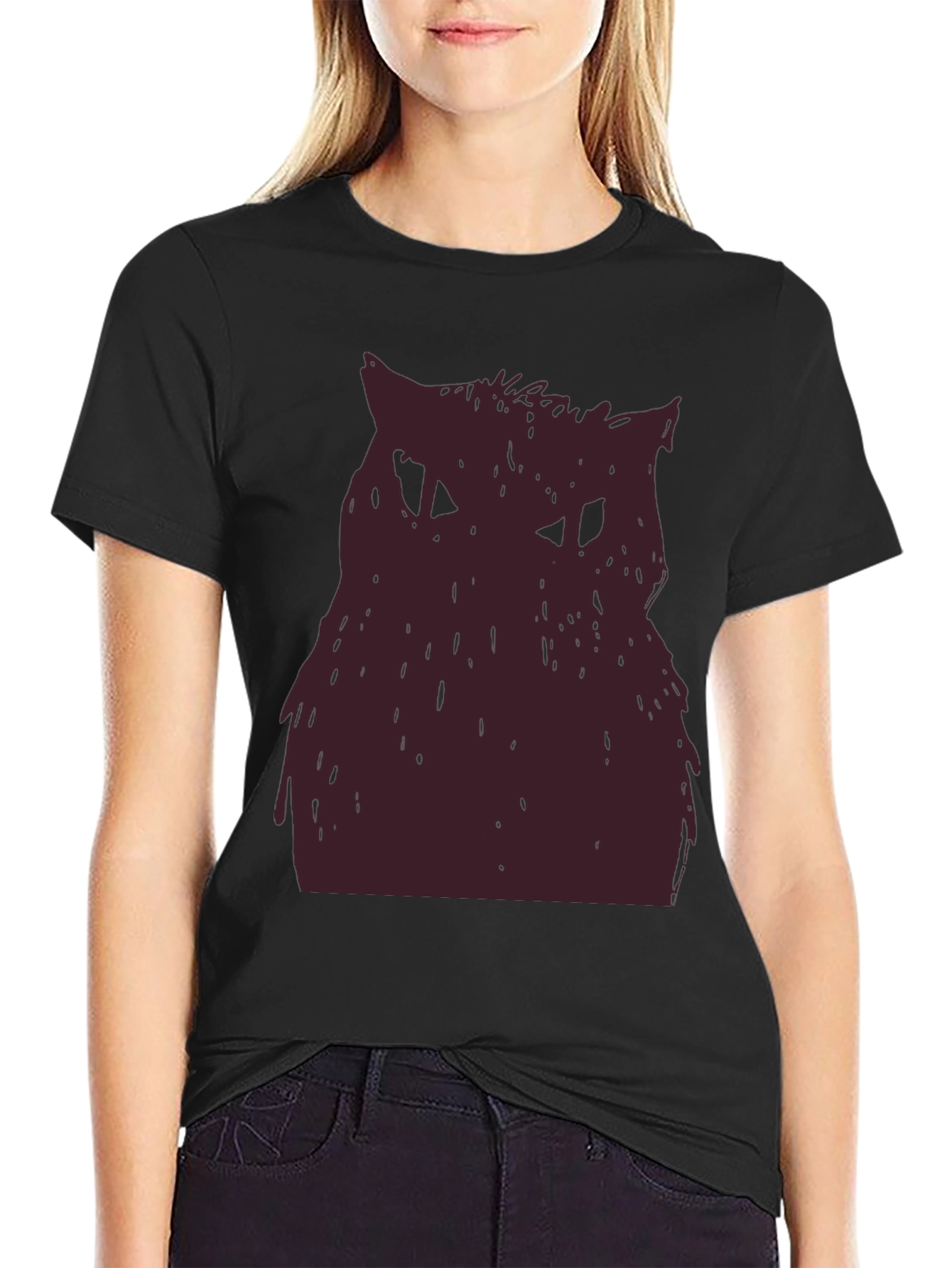 Owl Graphic Tee - Black Cotton T-Shirt