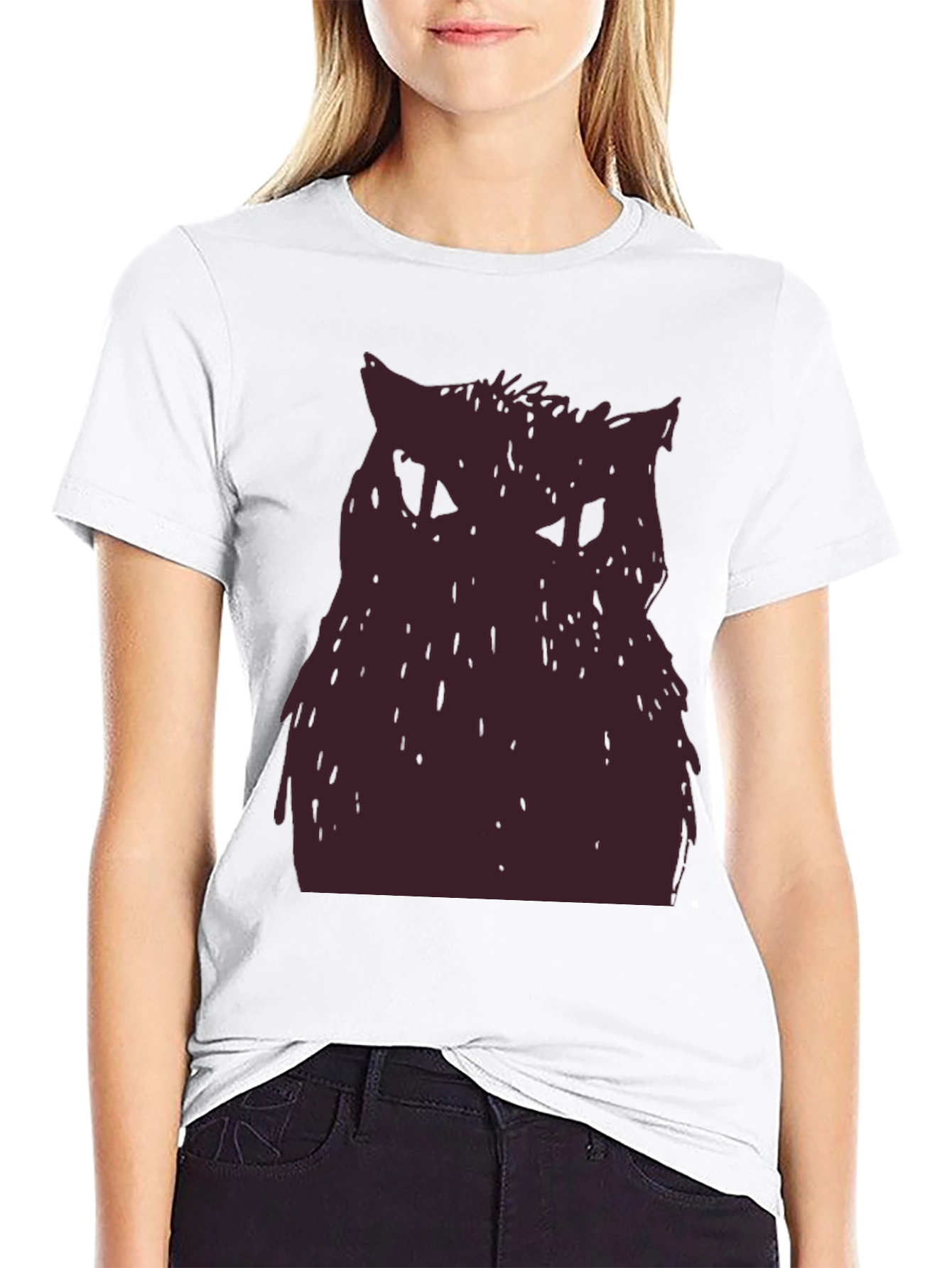 Owl Graphic Tee - Black Cotton T-Shirt