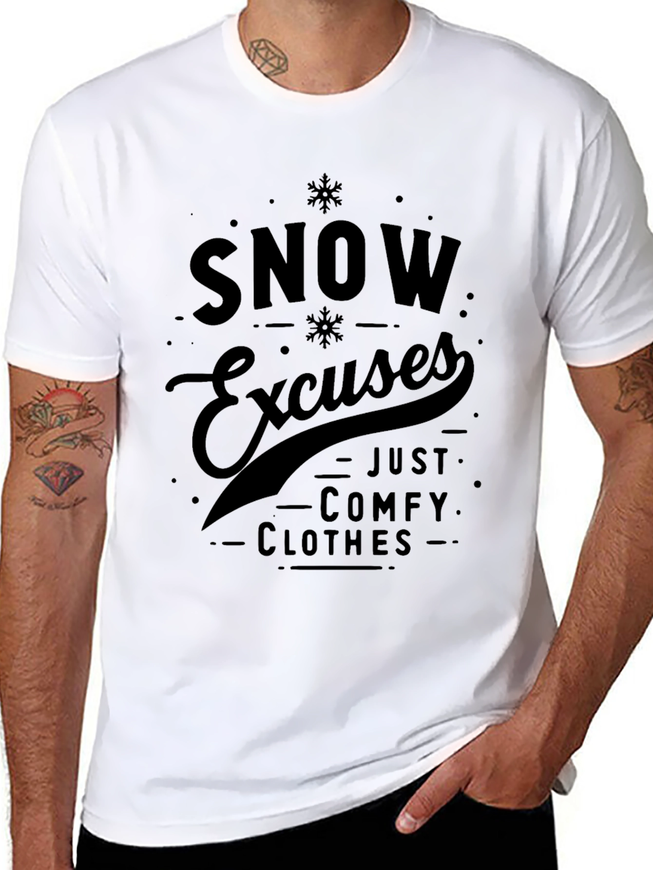 Snow Excuses Comfy Clothes Graphic Tee