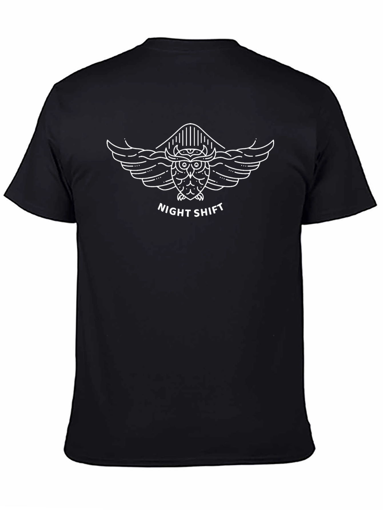 Night Shift Owl Graphic Tee - Black Cotton T-Shirt