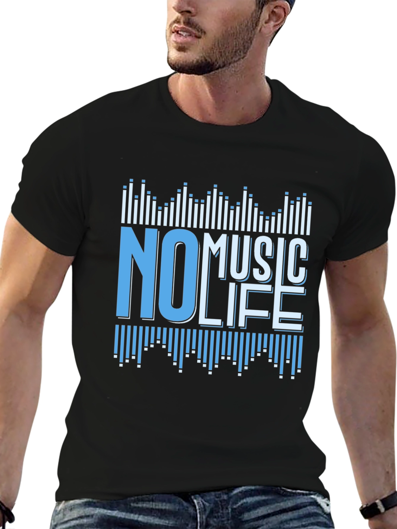 No Music No Life T-Shirt - Graphic Print Tee