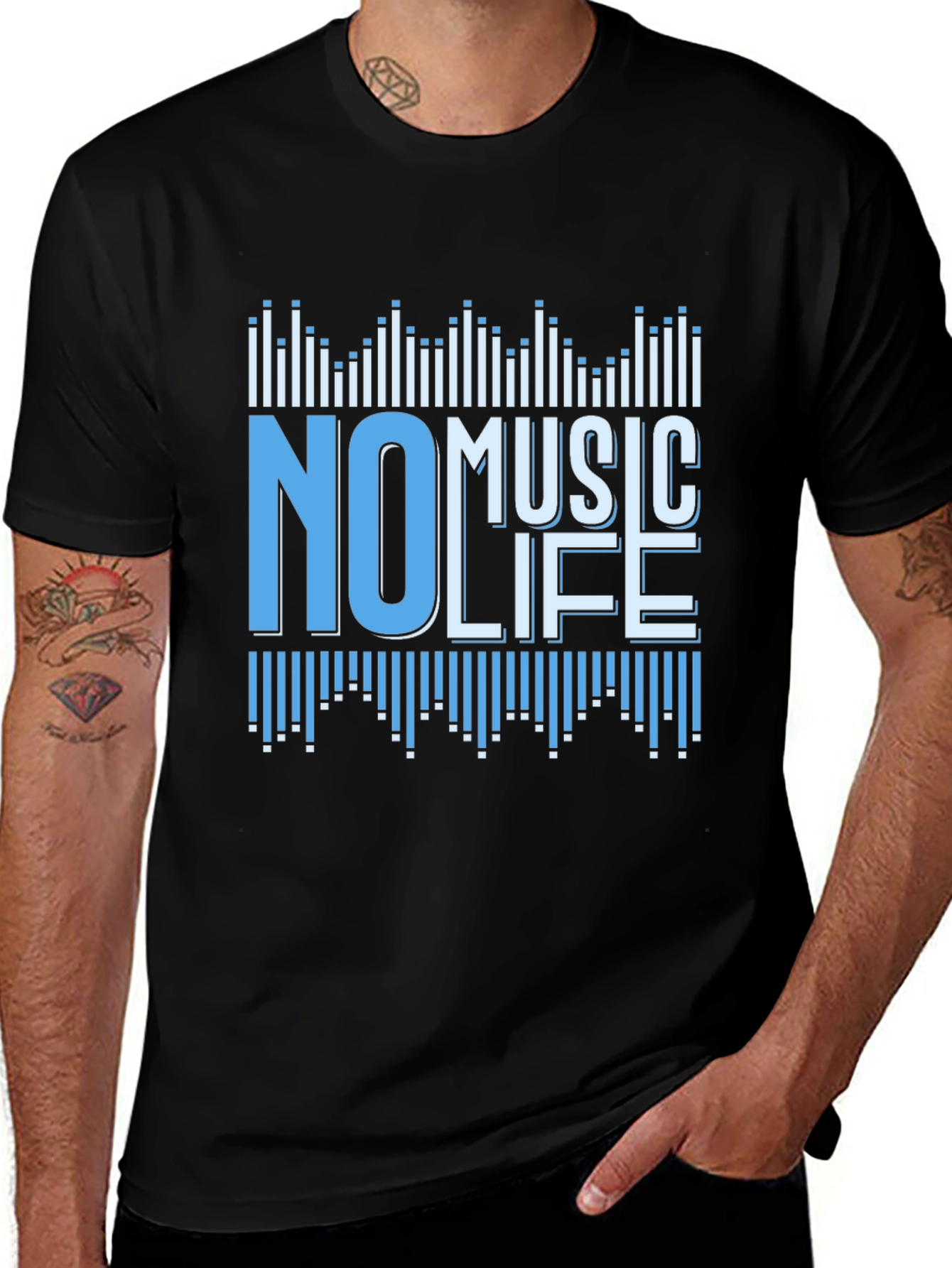 No Music No Life T-Shirt - Graphic Print Tee