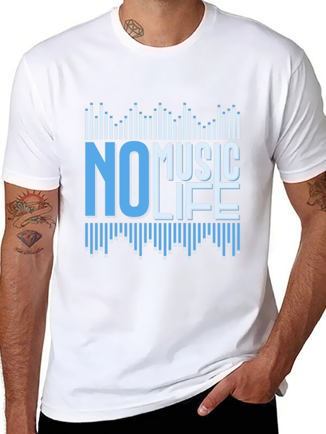 No Music No Life T-Shirt - Graphic Print Tee