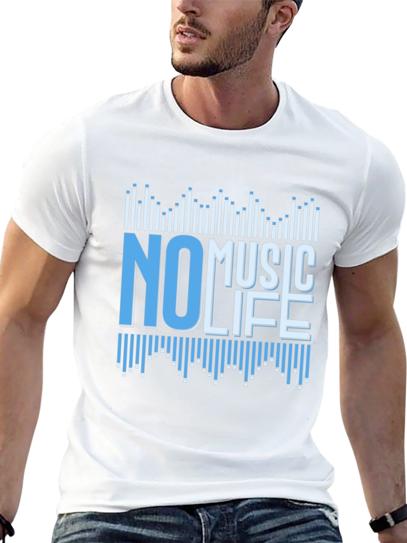 No Music No Life T-Shirt - Graphic Print Tee